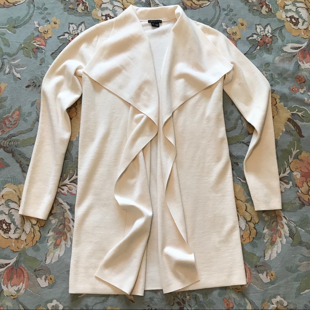 Theory Trincy Evian Open Front Long Cardigan Ivory